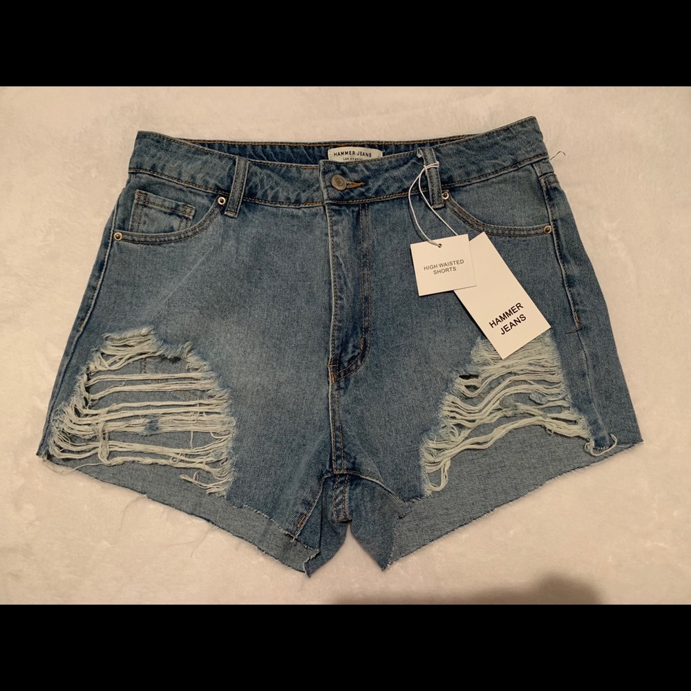 High waisted denim shorts